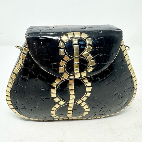 BRAND NEW RAMLA Ramla Handmade Mosaic Black with Gold detail Bag